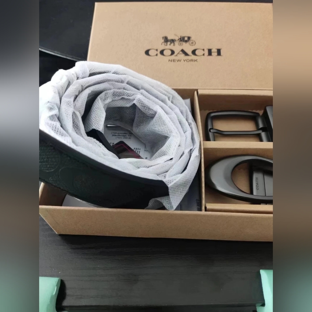 Coach Black Men's Belt and Buckle Set